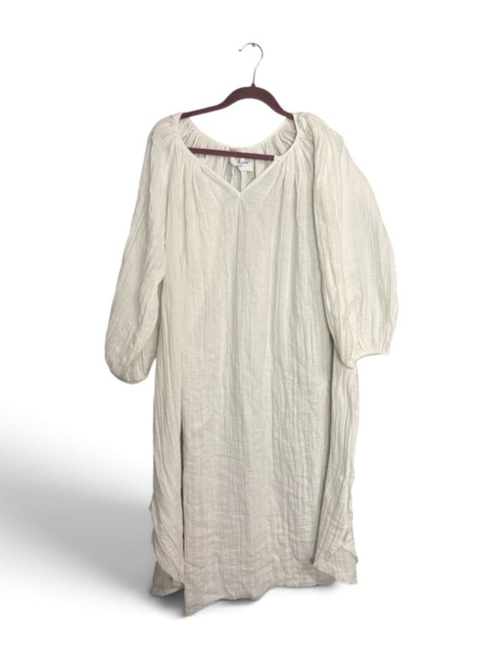 Loup charmant White Gauze Peasant Dress with Balloon Sleeves